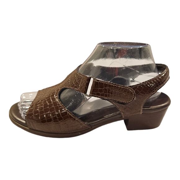 SAS Suntimer Leather Heels Strap Sandals Tri-Pad Comfort Brown Crocs 7.5 Medium - Picture 3 of 14